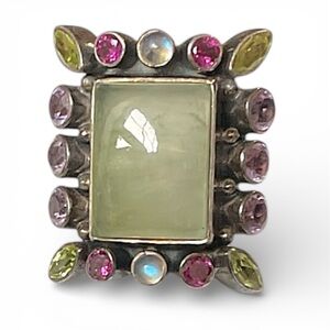 Vintage Nicky Butler Sterling Green Chalcedony Moonstone Gemstone Ring Size 8